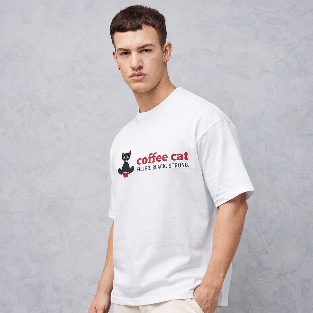 Coffee Cat - Oversized Tee | Unisex Fit
