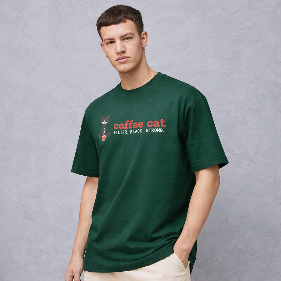 Coffee Cat - Oversized Tee | Unisex Fit